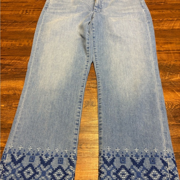 Polo by Ralph Lauren Blue Ankle Jeans with Patterned Hem - Picture 1 of 10